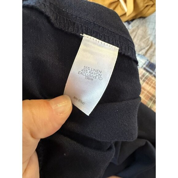 J. Jill Women's Linen Blend Ankle Jogger Pants Navy Blue Pull On Pockets Size XL - Picture 5 of 6